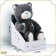 Soft toy "Little Friend", New Year's bear with a green scarf, dark gray color