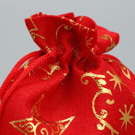 Bag Golder Pill "Golden Star", embossing, 10 x 12 cm +/- 1.5 cm, New Year-2