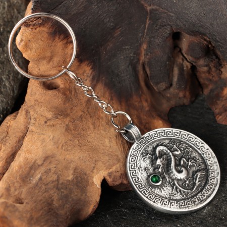 Amulet "Dragon" with a jadet stone, 35x42 mm, metal-4