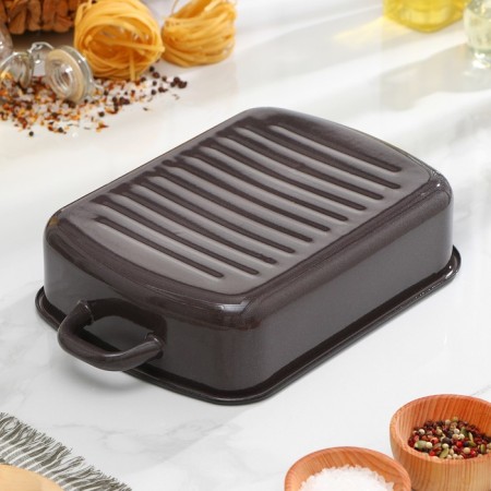 A baking sheet with a lid, 3 l, d = 7 cm, brown color-4