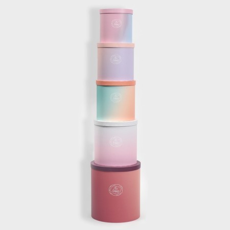 Set of round boxes 5 in 1, gift packaging, Panton 08, 23 x 23 x 25 - 15 x 15 x 15 cm-13