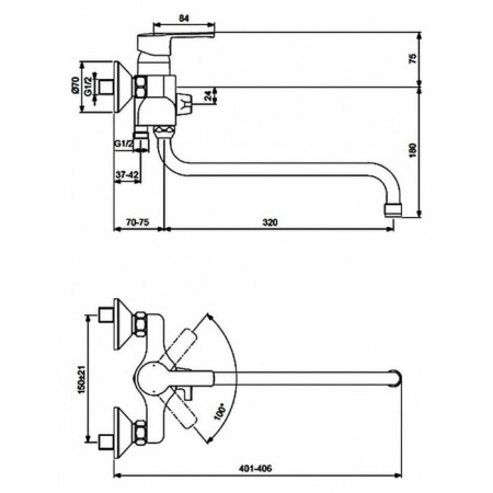 Vidima Vanimauno bath mixer, pouring 320 mm, chrome-1