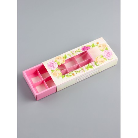 Folding box for 10 sweets "most beautiful", 9.8 x 22 x 3.5 cm. Confectionery packaging-3