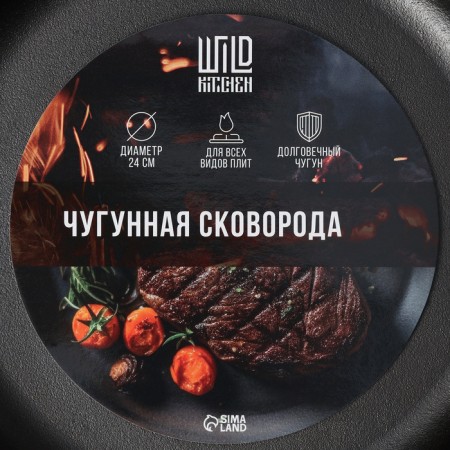Cast iron pan Wild Kitchen, D = 24 cm, blade and sponge in the kit-6