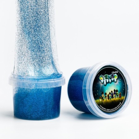 Slime "Glass" with bright blue sparkles, 90 g