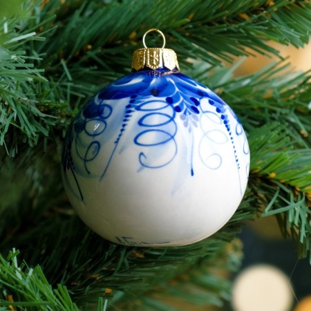 Souvenir on the Christmas tree "ball", d = 7 cm, gzhel-2