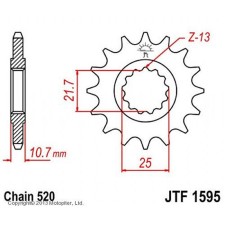 Front star, presenter, jtf1595 for a motorcycle, steel, chain 520, 16 teeth