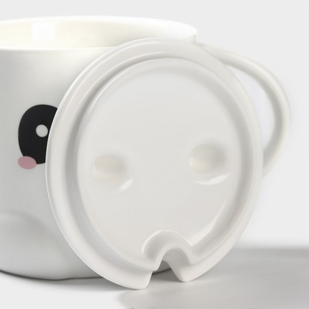 Ceramic mug with a spoon "Panda", 350 ml, white color-2
