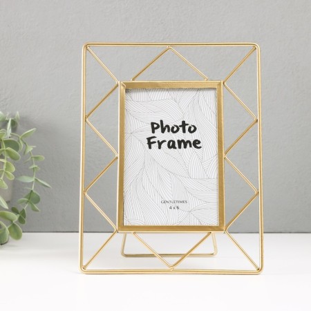 Photo frame Metal in 1 photo 10x15 cm "Loft. Triangles" gold 18x1x22 cm
