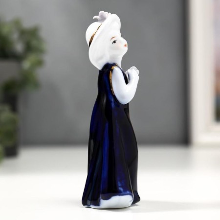 Souvenir ceramics under porcelain baby blue-gold 12*6 cm-2