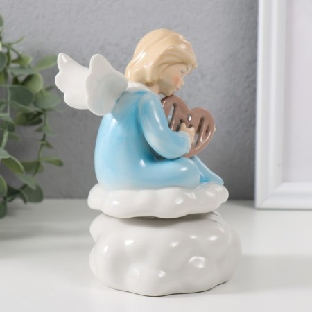 Souvenir Ceramics Musical "Angel on the cloud plays on the lyre" 9x9.5x14.5 cm-1