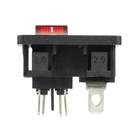 Key switch 250 V 6 A (4C) On -OFF red with backlight and plug C8 2pin Rexant-2