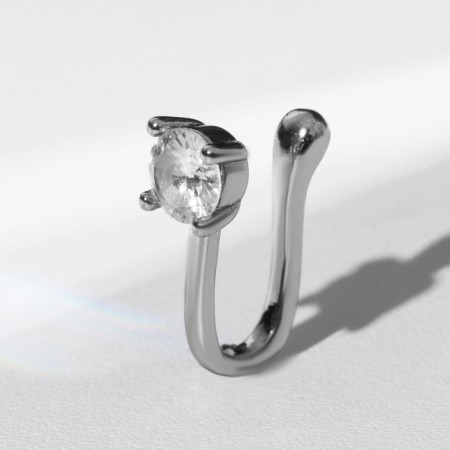 Pierce in the nose "minimalism", white color in silver