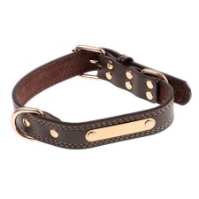 A collar with a gilded sign and fittings, 55 x 2.5 cm, brown