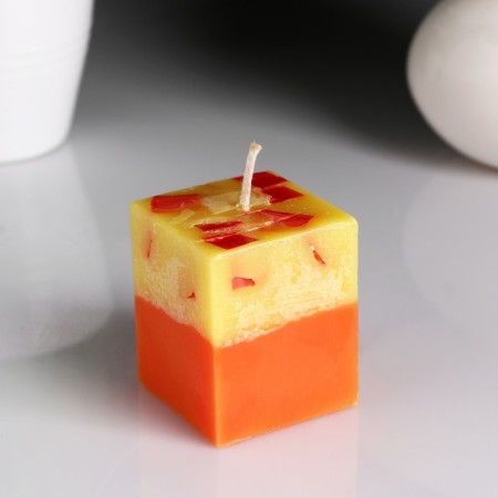 Candle-cube "Lemon-orange" aromatic, 5 × 6 cm