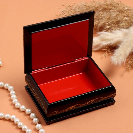 Casket "Angel", black, 8 × 10.5 cm, lacquer miniature-1