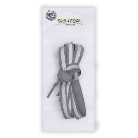 Shoe shoes, steam, flat, with a reflective strip, 10 mm, 70 cm, color gray color-5