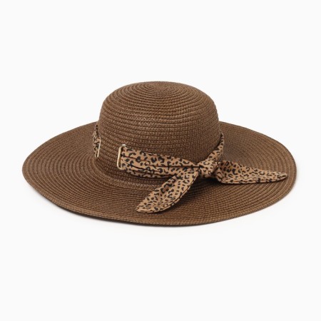 Women's hat Minaku "Leopard" Brown color, rr 56-58