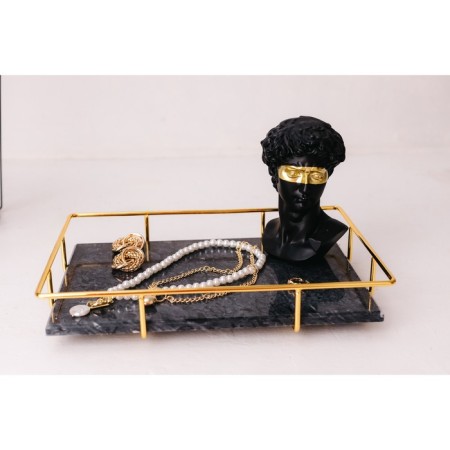 Souvenir Polystone Bust "David with a gold stripe before our eyes" Black 14x10 cm-5