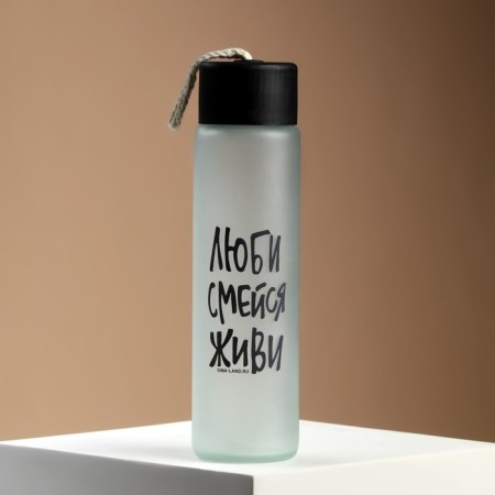Water bottle "Love, laugh, live", glass, color mix, 350 ml-20