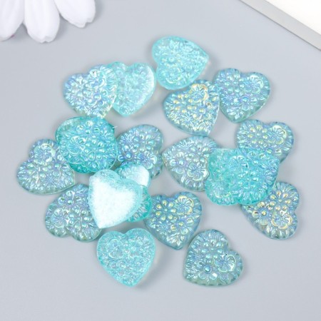 Decor for creativity Plastic "Heart" Harography Blue Set 20 pcs 1.6x1.6 cm-2