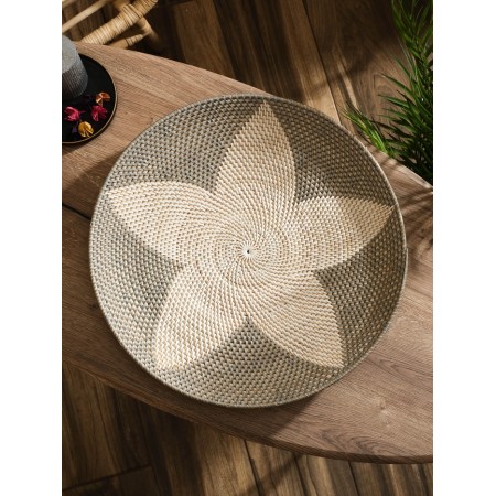 Decorative wicker rattan "Flower", 50x50x5 cm, gray-2