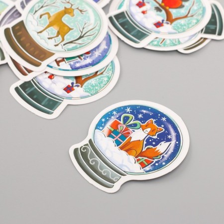 Stickers for creativity "Snow balls" embossing silver set 48 pcs 9x7x0.8 cm-3