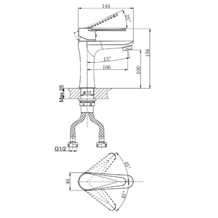 Mixer for the rush denis DN0335-11, single-leaf, chrome-1