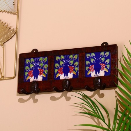 Hanger "fever bird" wood, 17*4*12cm, 3 hooks-1