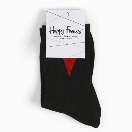 Women's socks, black color/red heart, size 23-25-3