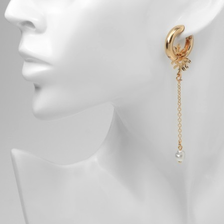 Earrings with the removable element "Transformer" sun, white color in gold-3