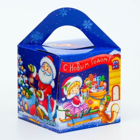 New Year. Gift box New Year's cube of a large "Vyseroy" 12 x 12 x 12 cm.-1