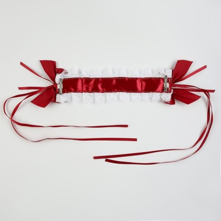 Carnival bandage "Lolita", red color with white braid-5