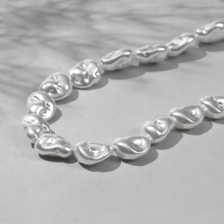 Plastic beads on the “Pearls” threads of Bobs 1.1 × 1.5 × 0.6 cm, (set 70 pcs.), White color-2