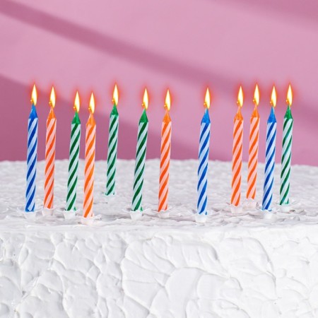 Candles in the cake "Spiral", 8 cm, classic, mix