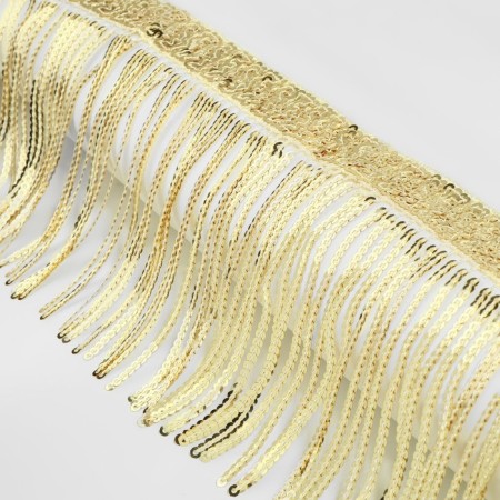 Braid with sequins "fringe", d = 3 mm, 10 cm, 4.5 ± 0.5 m, gold color-1