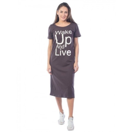 Women's dress Wake Up and Live, size 50, brown color