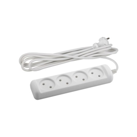 Extension cord electric era UX-4-5M without grounding 4 outlet 5 m, ivv 2x0.75mm2 6a white