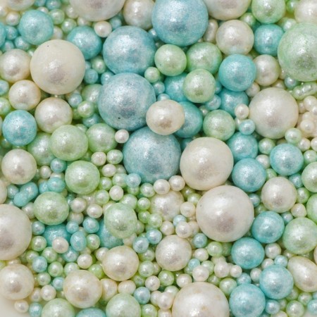 Confectionery sprinkling "Delicate shine": azure, mint, snow -white, 50 g-2