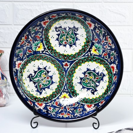 Largan Rishtan ceramics "Patterns", 33 cm, deep, blue-1