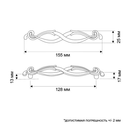 PC172AB handle, m/o 128 mm, bronze color, 4 pcs TMP-3