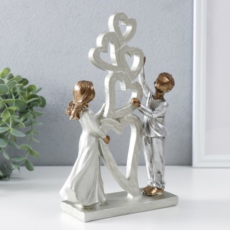 Polystone souvenir "kids and heart installation" bronze, silver 15.5x6x23 cm-1