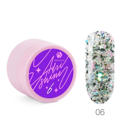 Adricoco Shine nail design, reflective, with a holographic glitter, No. 06 Green chameleon