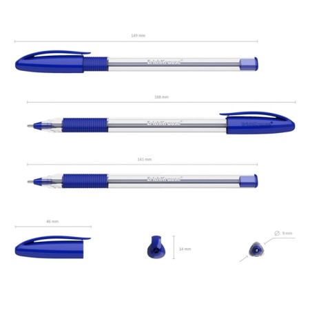 Ballic handle Erichkrause U-109 Classic Stick & Grip, Node 1.0 mm, flu, blue ink blue-5