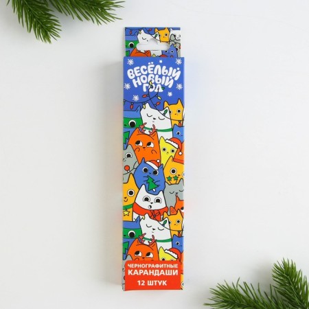 New Year. Pencil simple blackographic "Funny New Year"-5