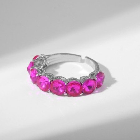 Ring "Jewelry" circles, pink color in silver, dimensionless-2