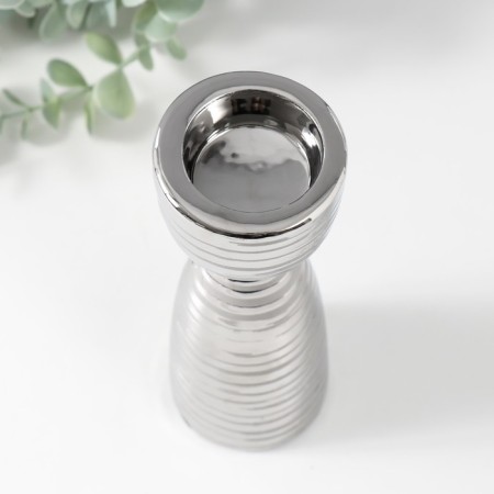Ceramic Cumber for 1 candle "Zebra" d = 4 cm silver 6.5x6.5x18 cm-2