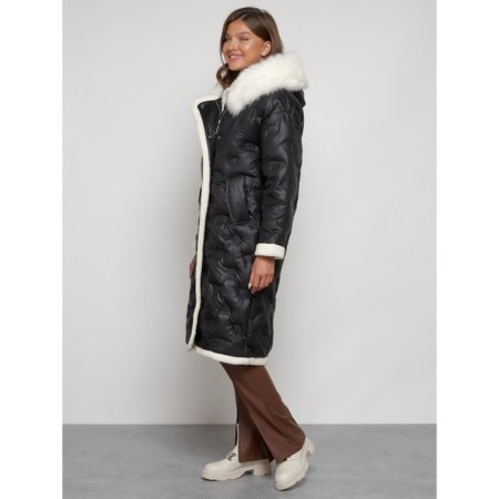 Coat insulated winter female, size 46, black color-1