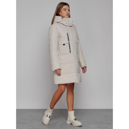 Coat insulated winter female, size 44, beige color-2