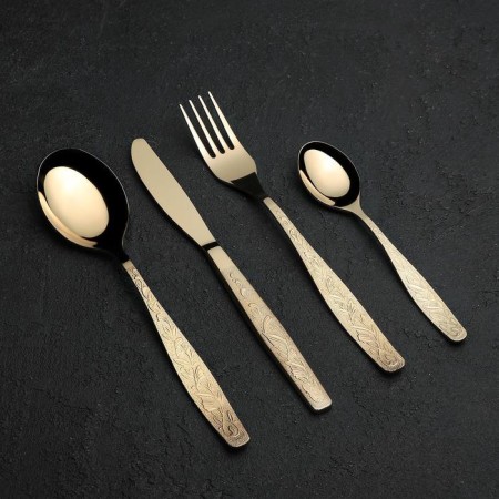Set of dining room "Uralochka", 48 items, thickness 2 mm, with a full decorative coating, decorative box, gold color-1
